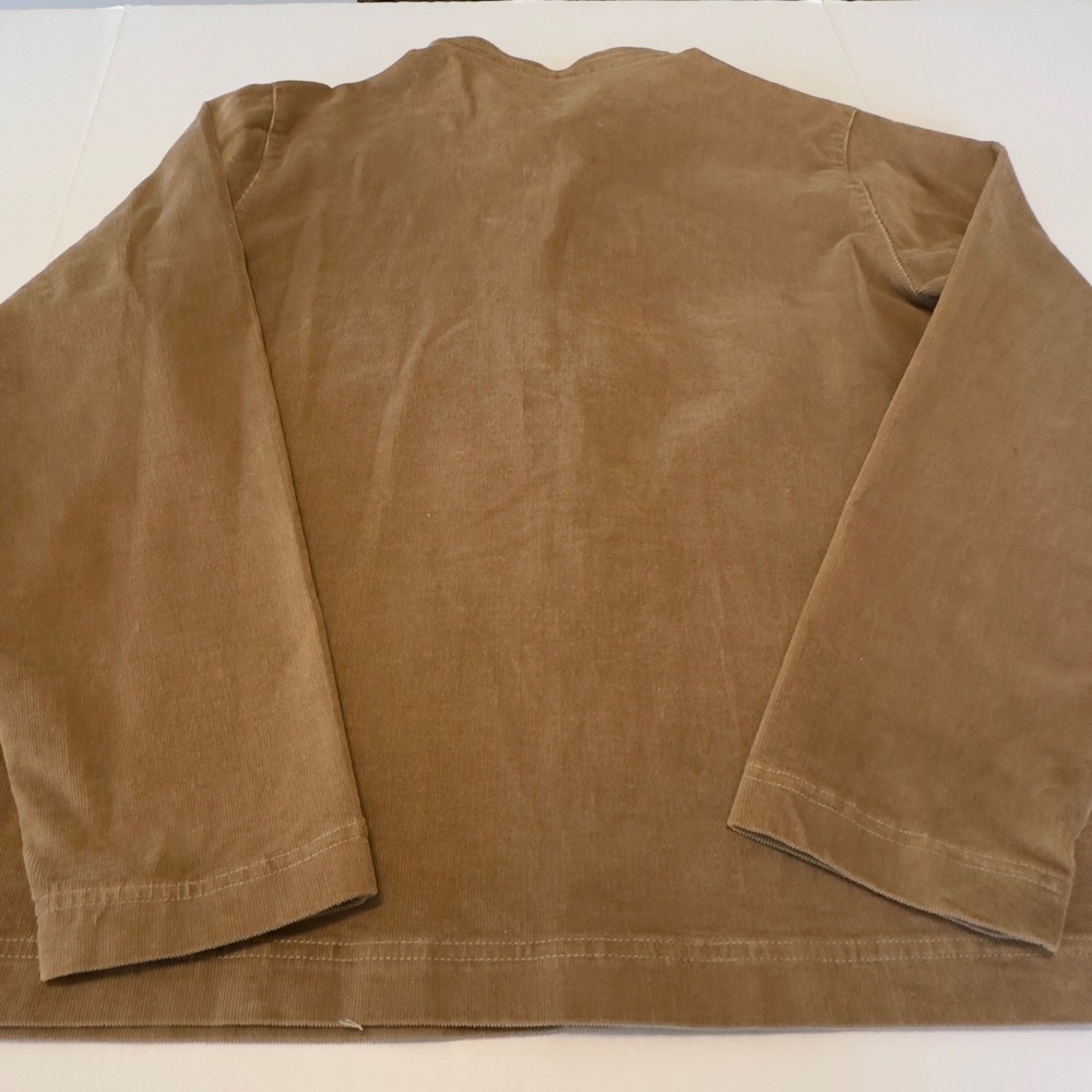 Denim & Co Womens Tan Corduroy Mandarin Collar Button Front Shirt Jacket Large - Picture 9 of 10